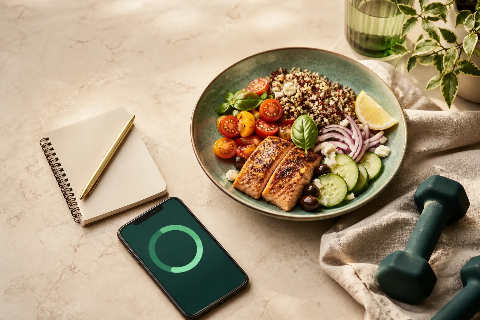Balanced meal, exercise weight, and a conceptual health display